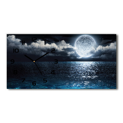 Horizontal rectangular wall clock full moon