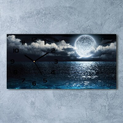 Horizontal rectangular wall clock full moon