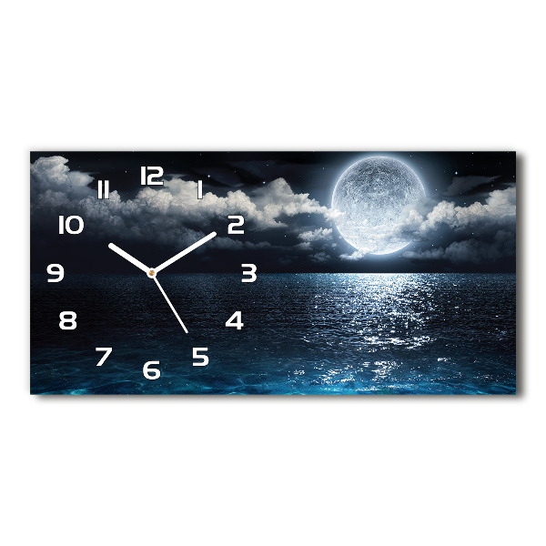 Horizontal rectangular wall clock full moon