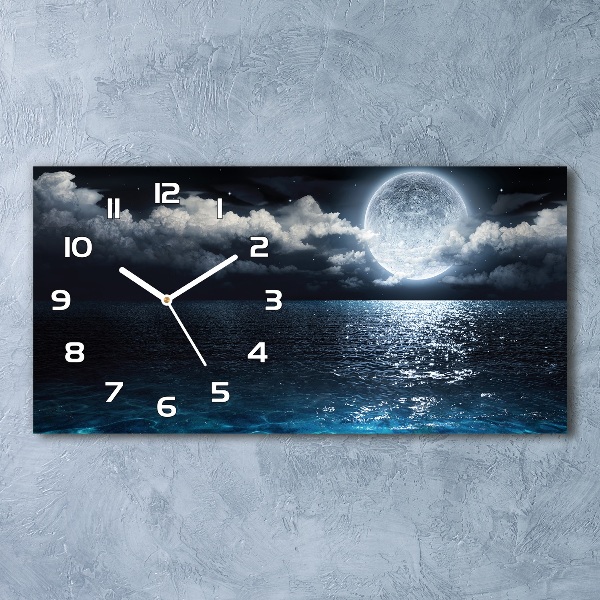 Horizontal rectangular wall clock full moon