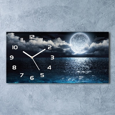 Horizontal rectangular wall clock full moon