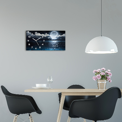 Horizontal rectangular wall clock full moon