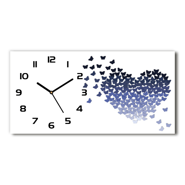 Horizontal wall clock Butterfly heart