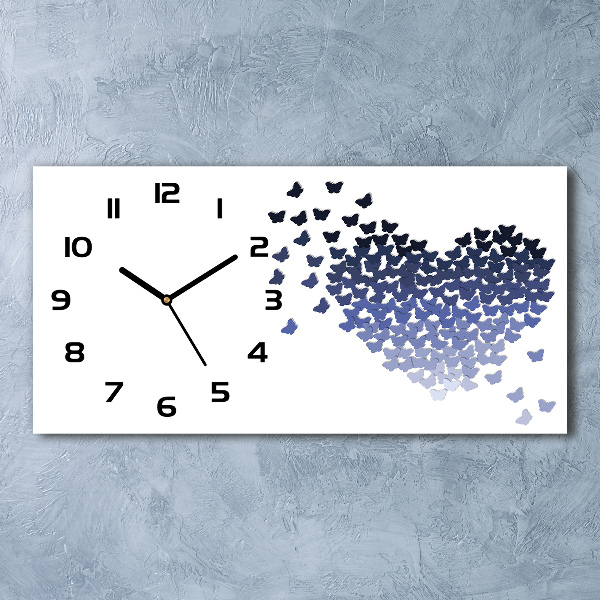 Horizontal wall clock Butterfly heart