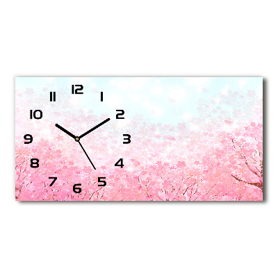 Horizontal rectangular wall clock Cherry blossoms