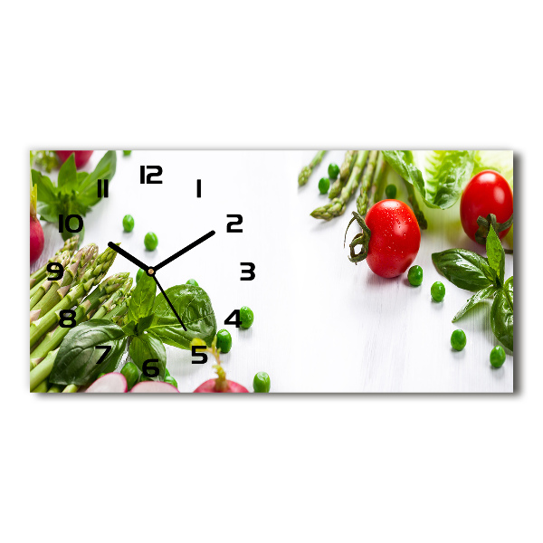 Horizontal rectangular wall clock Fresh vegetables