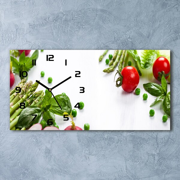 Horizontal rectangular wall clock Fresh vegetables