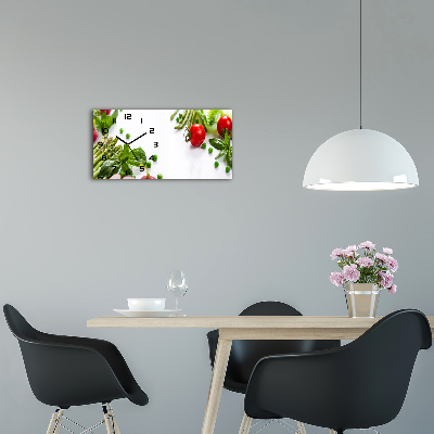 Horizontal rectangular wall clock Fresh vegetables