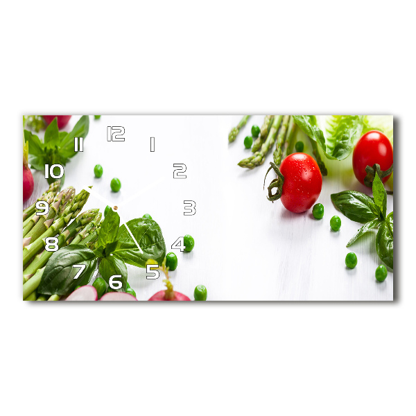 Horizontal rectangular wall clock Fresh vegetables