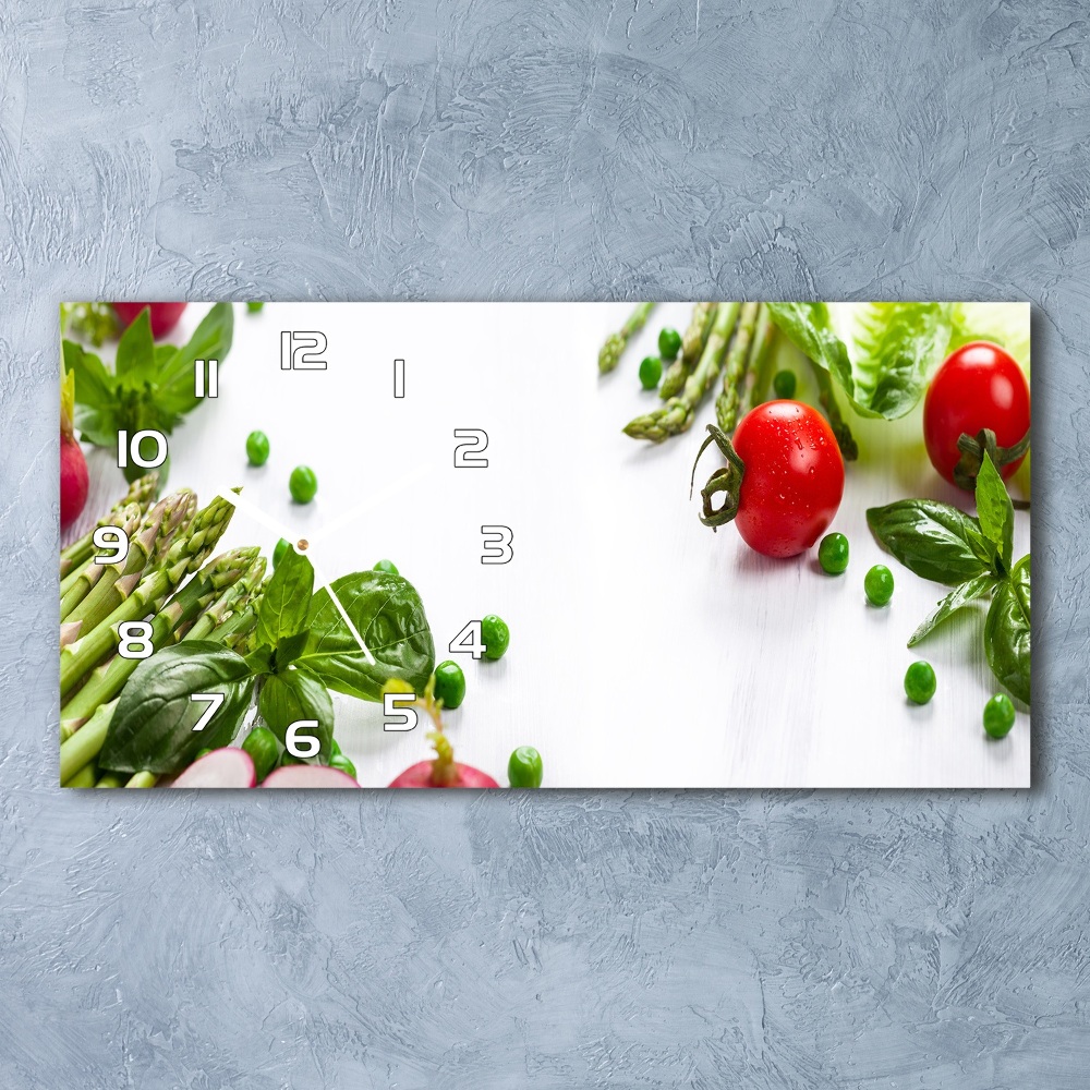 Horizontal rectangular wall clock Fresh vegetables