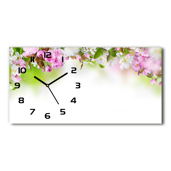 Horizontal wall clock Spring flowers