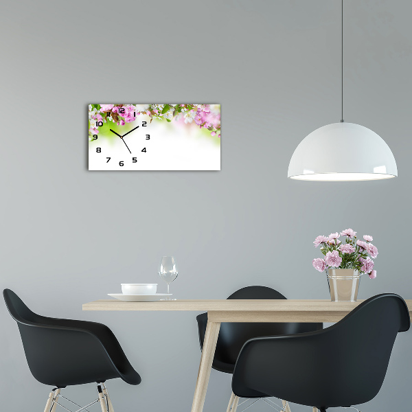 Horizontal wall clock Spring flowers