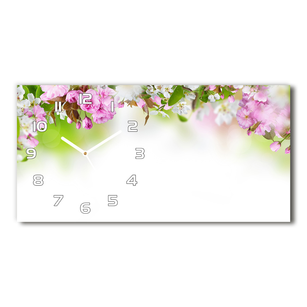 Horizontal wall clock Spring flowers