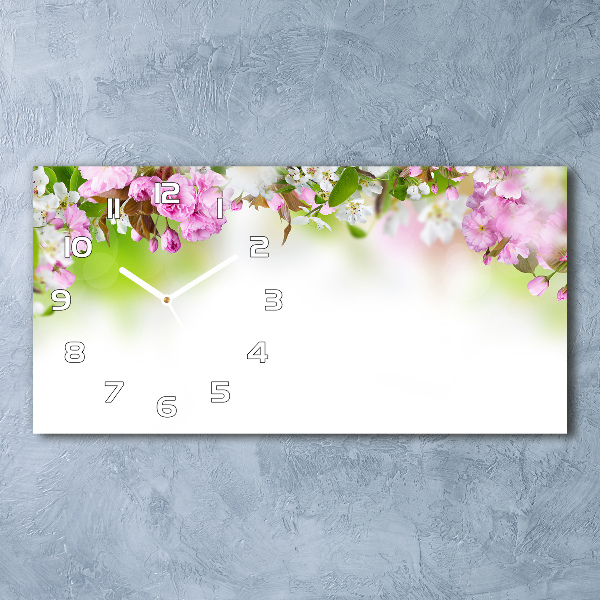 Horizontal wall clock Spring flowers