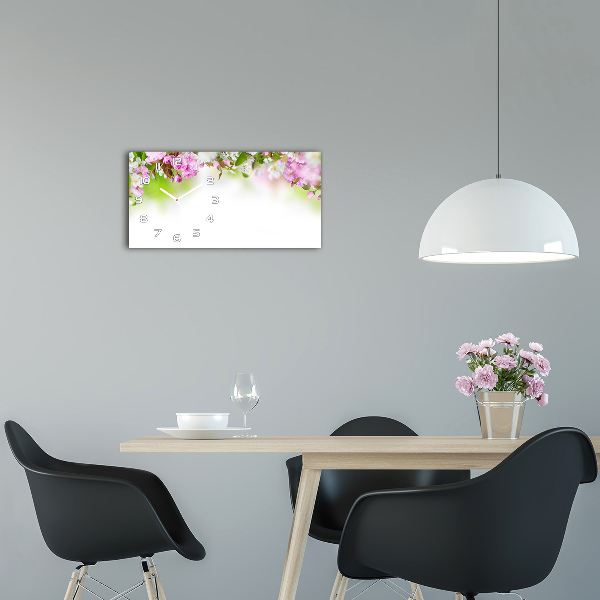 Horizontal wall clock Spring flowers