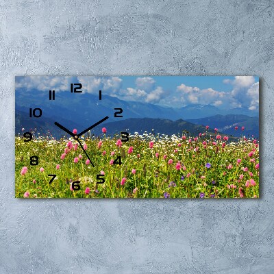 Horizontal wall clock Meadow in the mountains