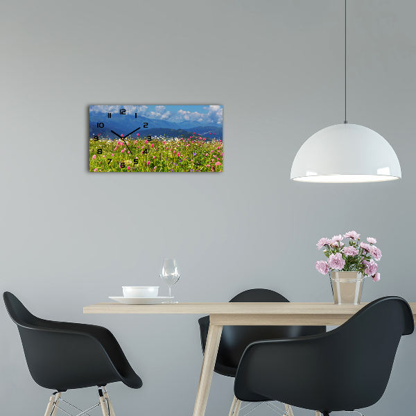 Horizontal wall clock Meadow in the mountains