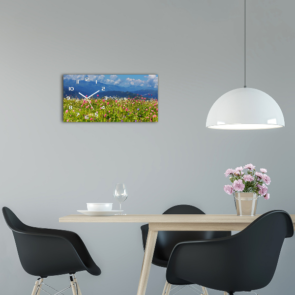 Horizontal wall clock Meadow in the mountains