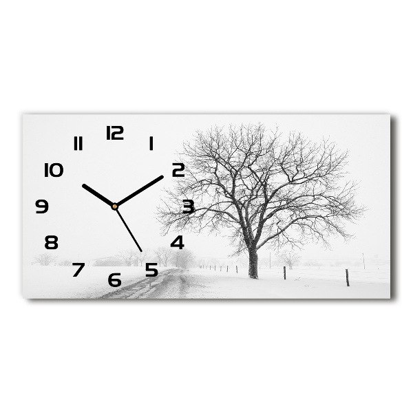 Horizontal wall clock Winter tree