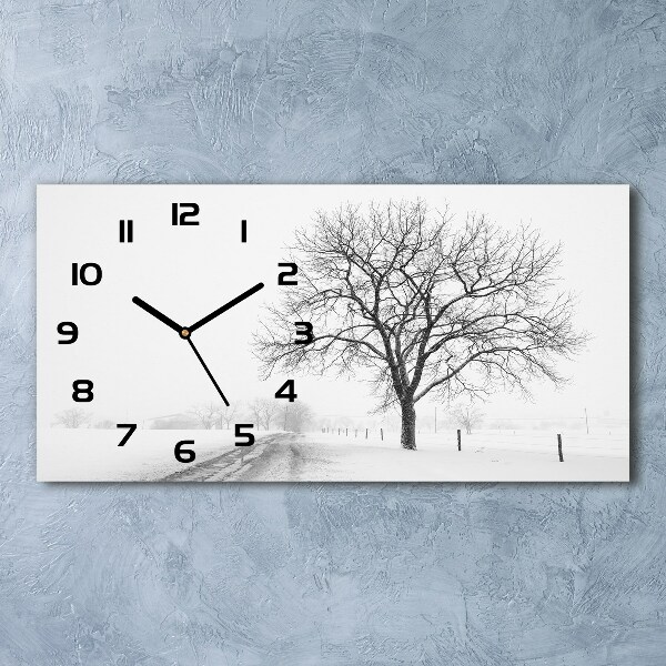 Horizontal wall clock Winter tree