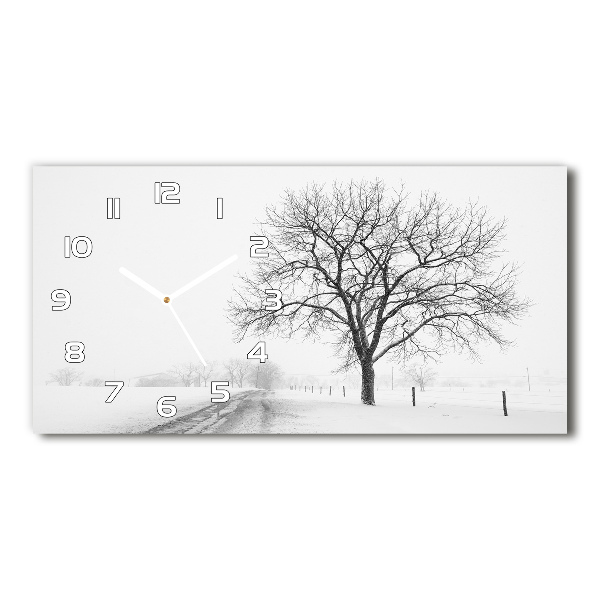 Horizontal wall clock Winter tree