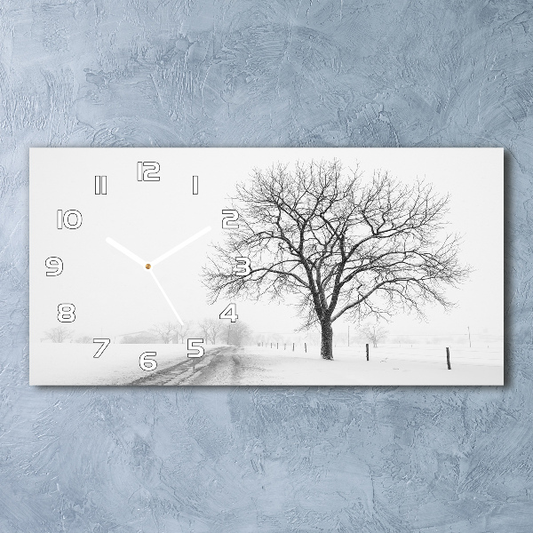 Horizontal wall clock Winter tree