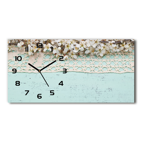 Horizontal rectangular wall clock Cherry blossoms