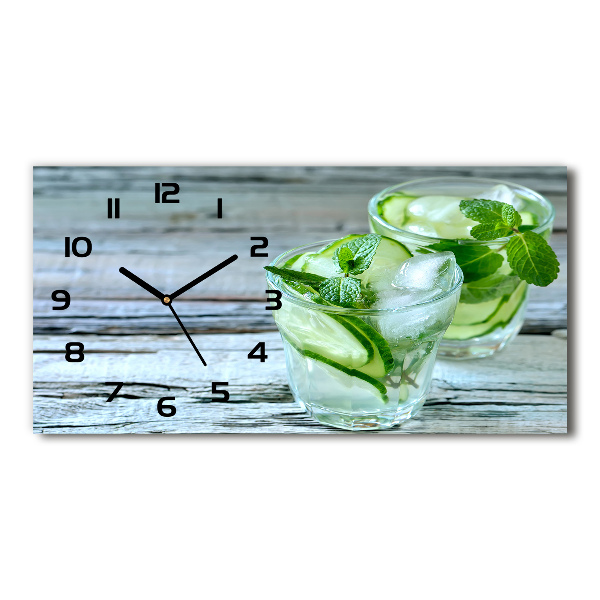 Horizontal rectangular wall clock Cucumber water