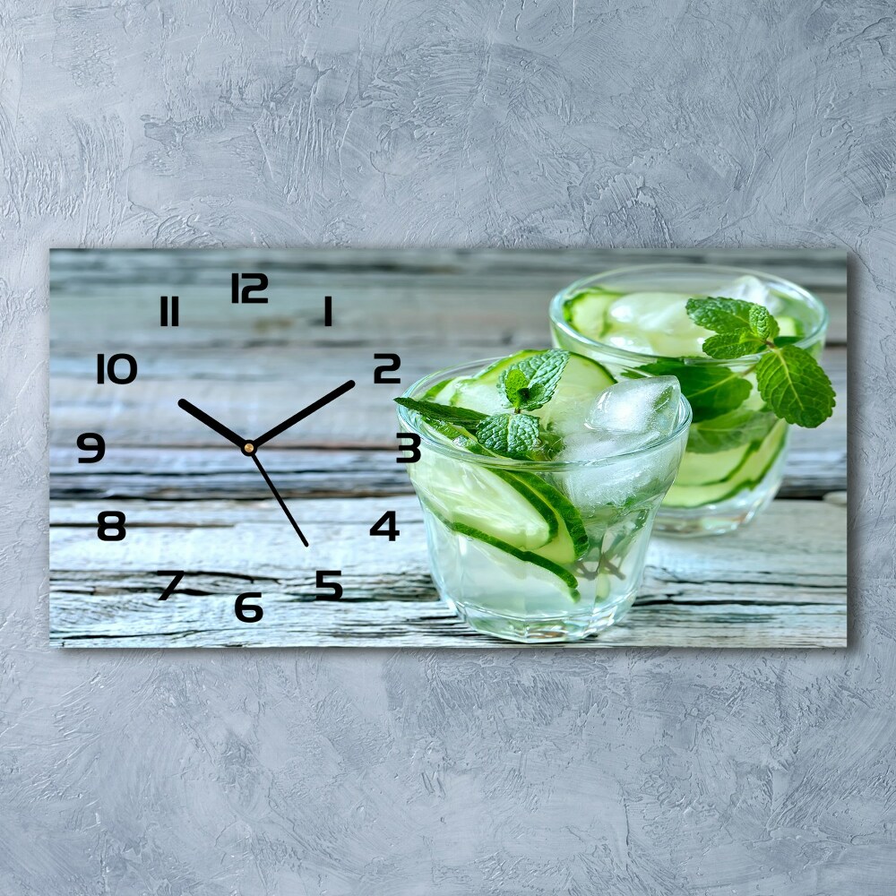 Horizontal rectangular wall clock Cucumber water