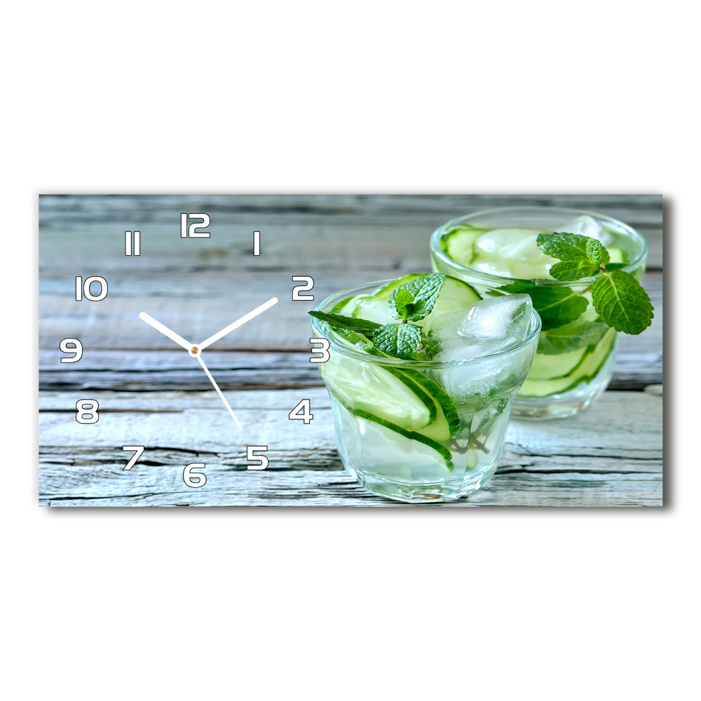 Horizontal rectangular wall clock Cucumber water