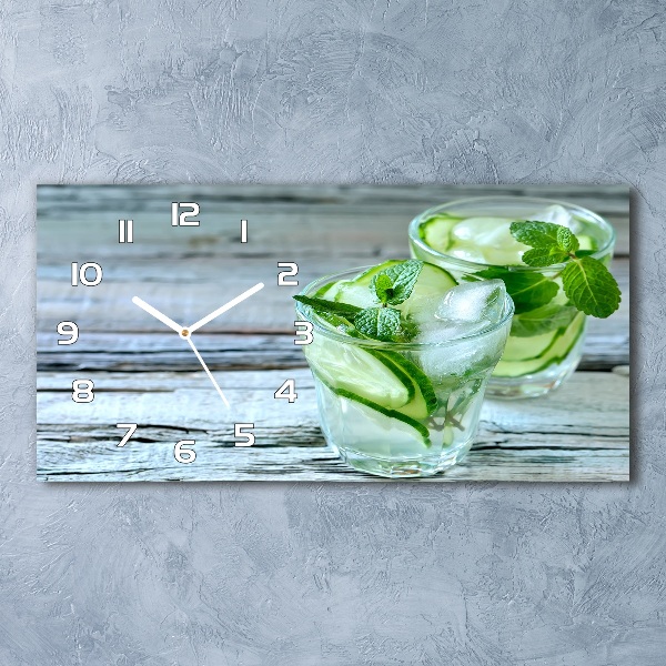 Horizontal rectangular wall clock Cucumber water