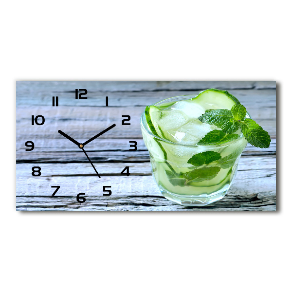 Horizontal rectangular wall clock Cucumber water