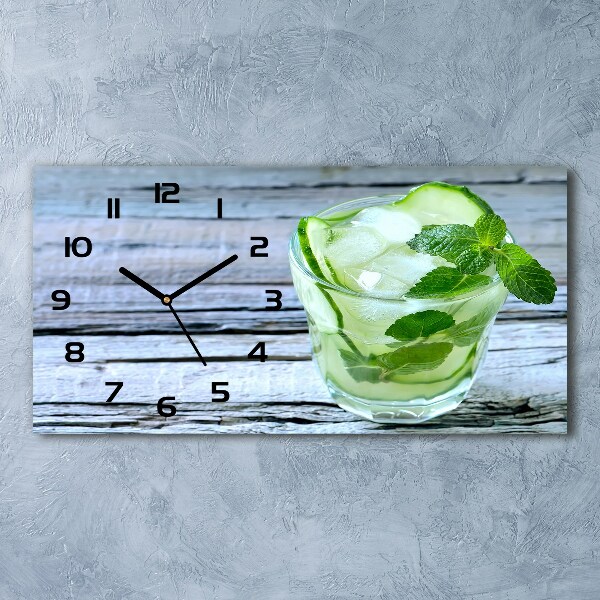 Horizontal rectangular wall clock Cucumber water