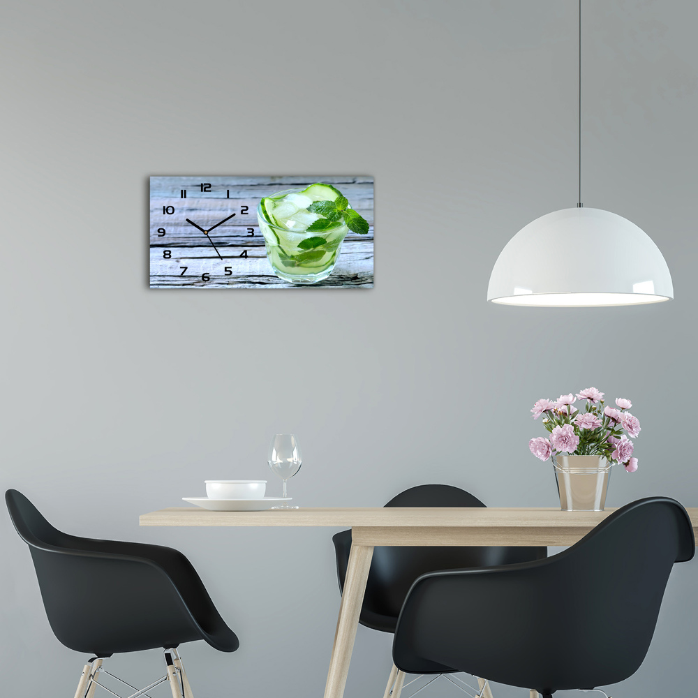 Horizontal rectangular wall clock Cucumber water