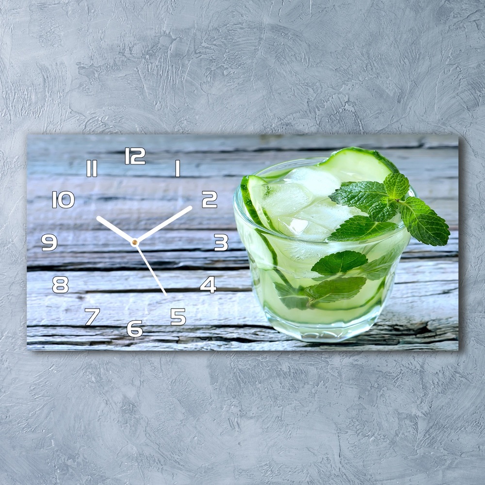 Horizontal rectangular wall clock Cucumber water