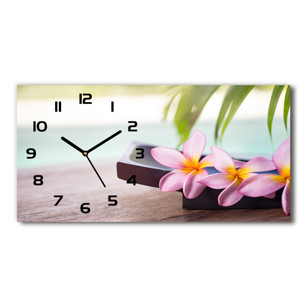 Horizontal rectangular wall clock Plumeria