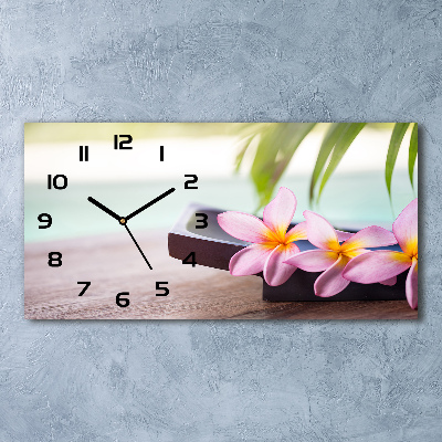 Horizontal rectangular wall clock Plumeria