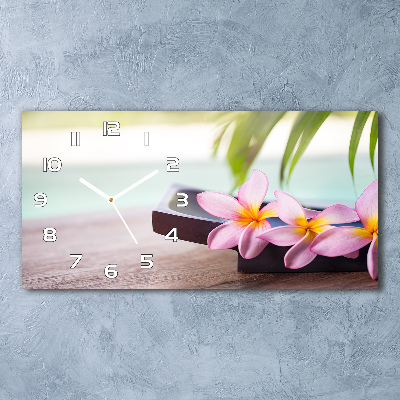 Horizontal rectangular wall clock Plumeria