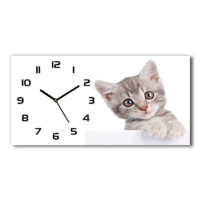 Horizontal wall clock Gray cat