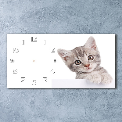 Horizontal wall clock Gray cat