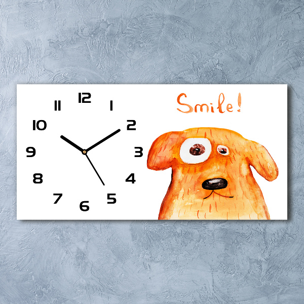 Horizontal rectangular wall clock Dog