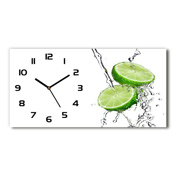 Horizontal rectangular wall clock Lime and water