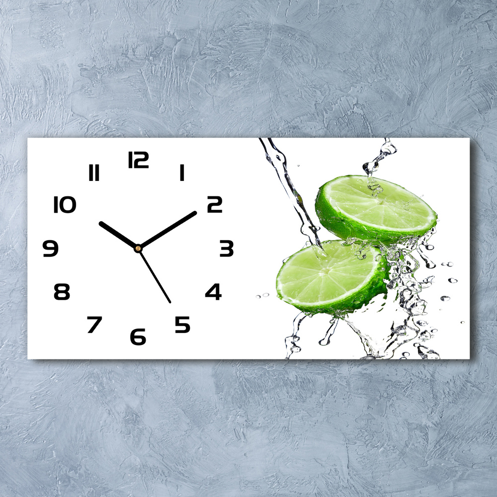 Horizontal rectangular wall clock Lime and water