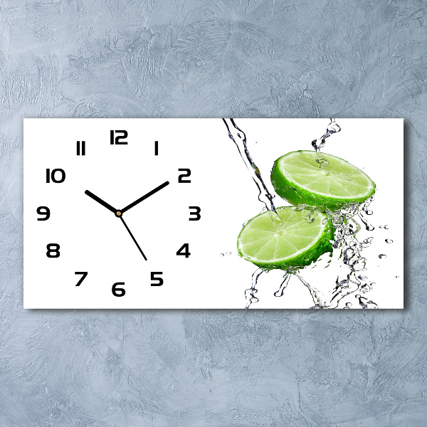 Horizontal rectangular wall clock Lime and water