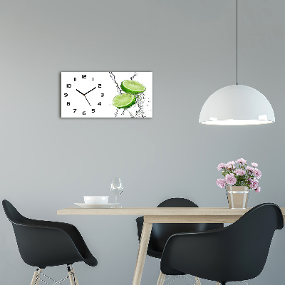 Horizontal rectangular wall clock Lime and water