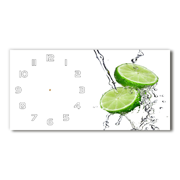 Horizontal rectangular wall clock Lime and water