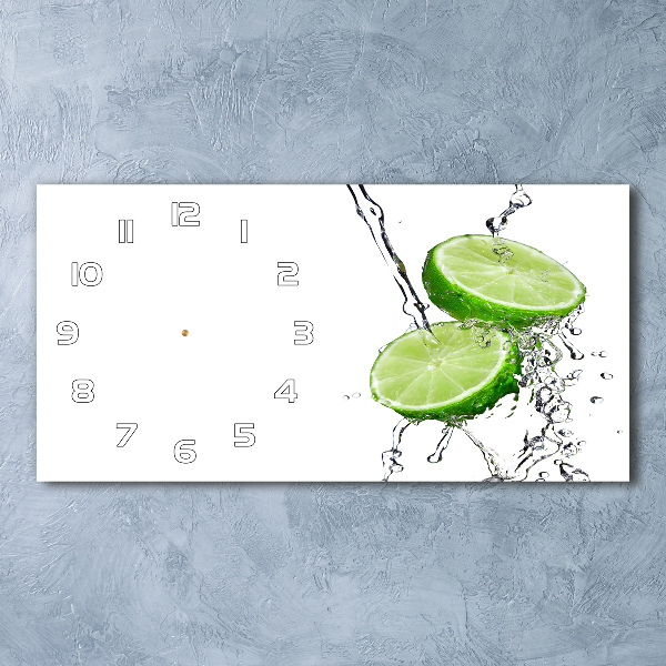 Horizontal rectangular wall clock Lime and water