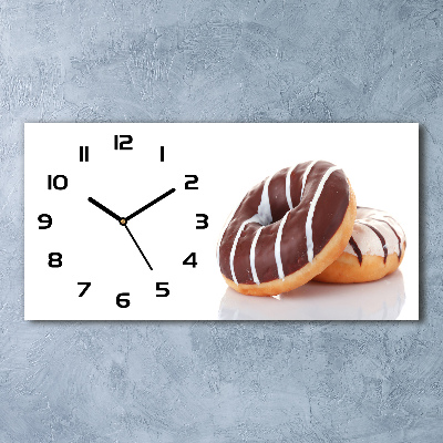 Horizontal wall clock Donats with chocolate