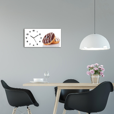 Horizontal wall clock Donats with chocolate