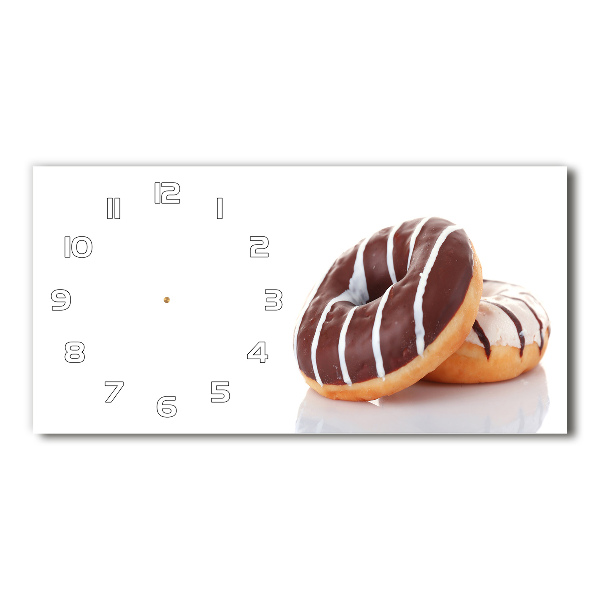 Horizontal wall clock Donats with chocolate